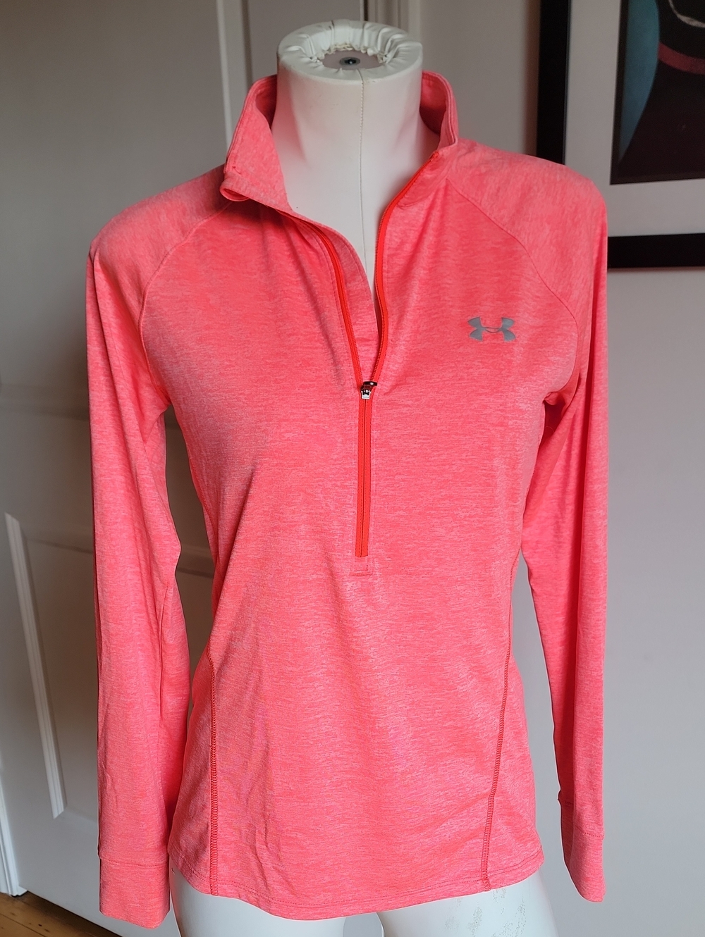 Under Armour Tech Twist 1/2 Zip Pullover Coral Pink Space Dye Small
